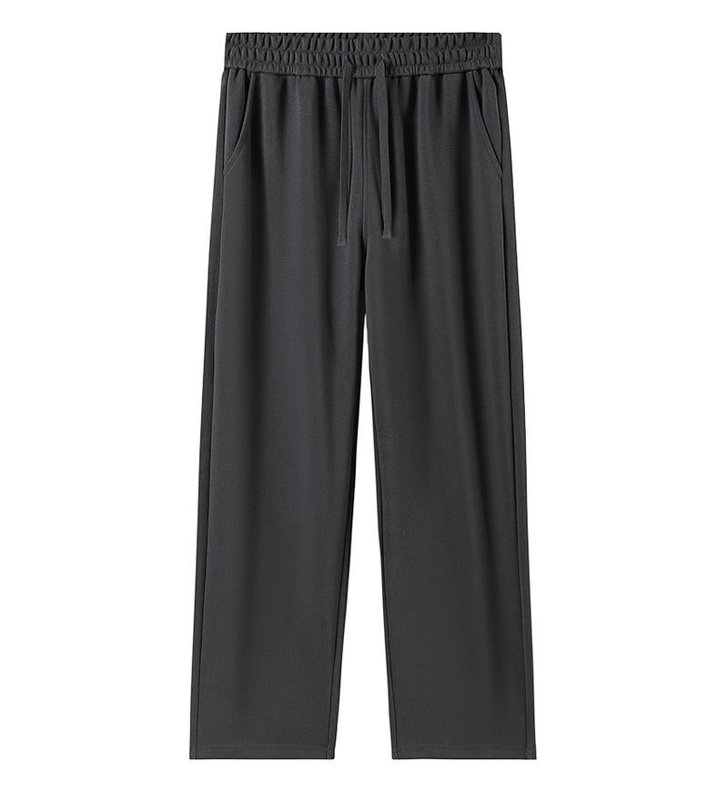 Women’s dark gray wide-leg sweatpants with drawstring waistband and side pockets