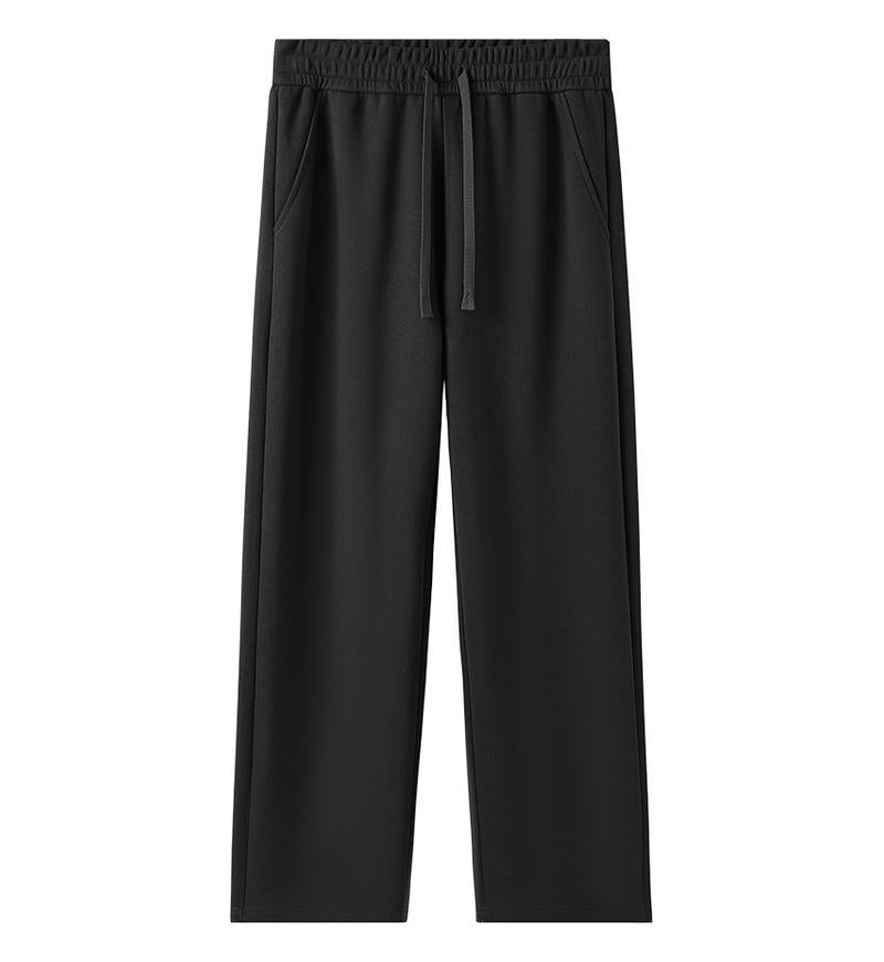 Women’s black wide-leg sweatpants with drawstring waistband and side pockets