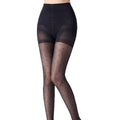 Black sheer polka dot tights with control waistband and shaping brief