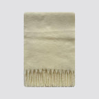 Wool blend fringe scarf swatch, light yellow with long tassel fringe