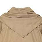 Khaki hooded neckline with draped tie scarf