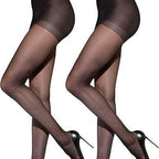 Sheer high-waist control top pantyhose in dark brown, glossy finish