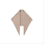 Wool triangle scarf for women in beige fuzzy knit with pointed ends