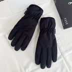 Black insulated ski gloves with padded nylon and elasticated cuff