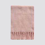 Light pink fringed blanket scarf with brushed soft texture