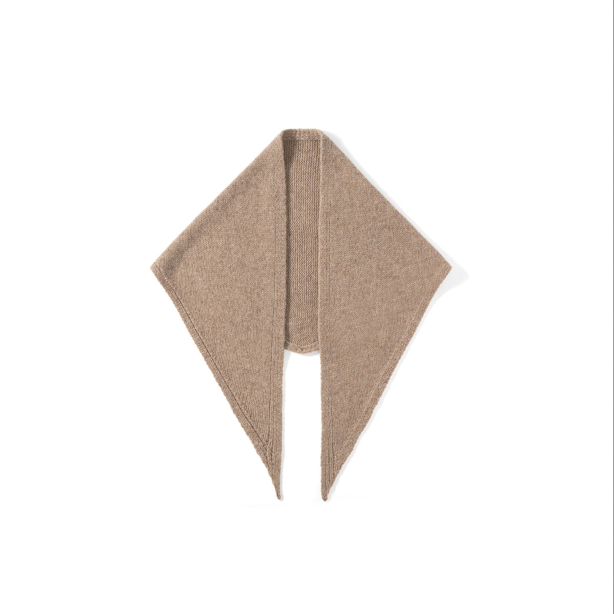 Wool triangle scarf for women in taupe fuzzy knit with pointed ends