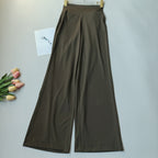 High-waisted wide-leg yoga pants, army green, wide straight-leg design