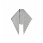 Wool triangle scarf for women in light gray fuzzy knit with pointed ends