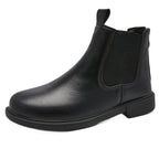 Women’s black Chelsea ankle boots with elastic gore and low block heel