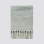 Wool blend fringe scarf swatch, off white with long tassel fringe