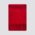 Wool blend fringe scarf swatch, red with long tassel fringe