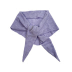 Light purple knit triangle scarf with openwork pattern and pointed ends