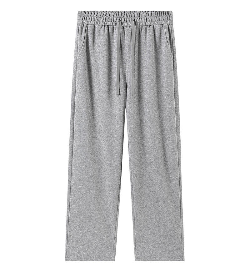 Women’s gray wide-leg sweatpants with drawstring waistband and side pockets