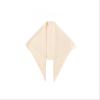 Wool triangle scarf for women in off-white fuzzy knit with pointed ends