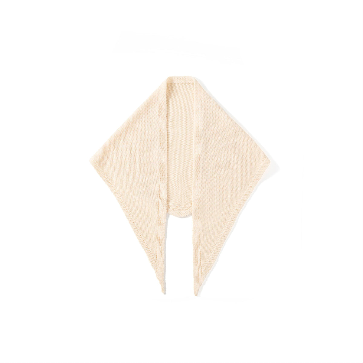 Wool triangle scarf for women in off-white fuzzy knit with pointed ends