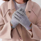 Women’s ribbed knit touchscreen gloves, heather gray, touchscreen fingertips