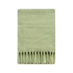 Wool blend fringe scarf swatch, sage green with long tassel fringe
