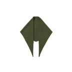 Wool triangle scarf for women in olive green fuzzy knit, pointed ends