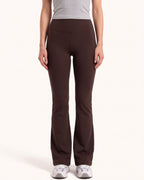 High-waisted flare leggings in dark brown, full-length bell bottom yoga pants