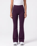 High-waisted flare leggings in dark purple, full-length bell bottom yoga pants