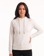 Off-white women’s pullover hoodie with drawstring hood and kangaroo pocket
