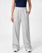 Women's light gray wide-leg sweatpants with elastic high waist