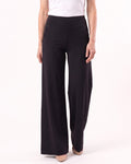 Women’s high-waisted wide-leg yoga pants, straight cut, black soft stretch nylon